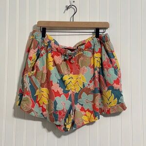 MARINE LAYER Allison Hemp Shorts XL Spring 2023 Floral Tencel High Waisted Boho